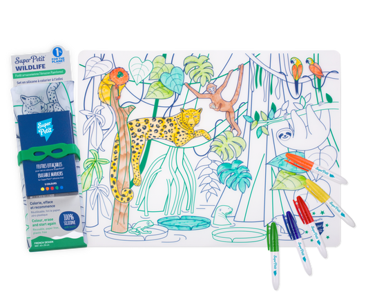 SuperPetit - Coloriage éducatif-Set en silicone AMAZONIA 5 feutres inclus