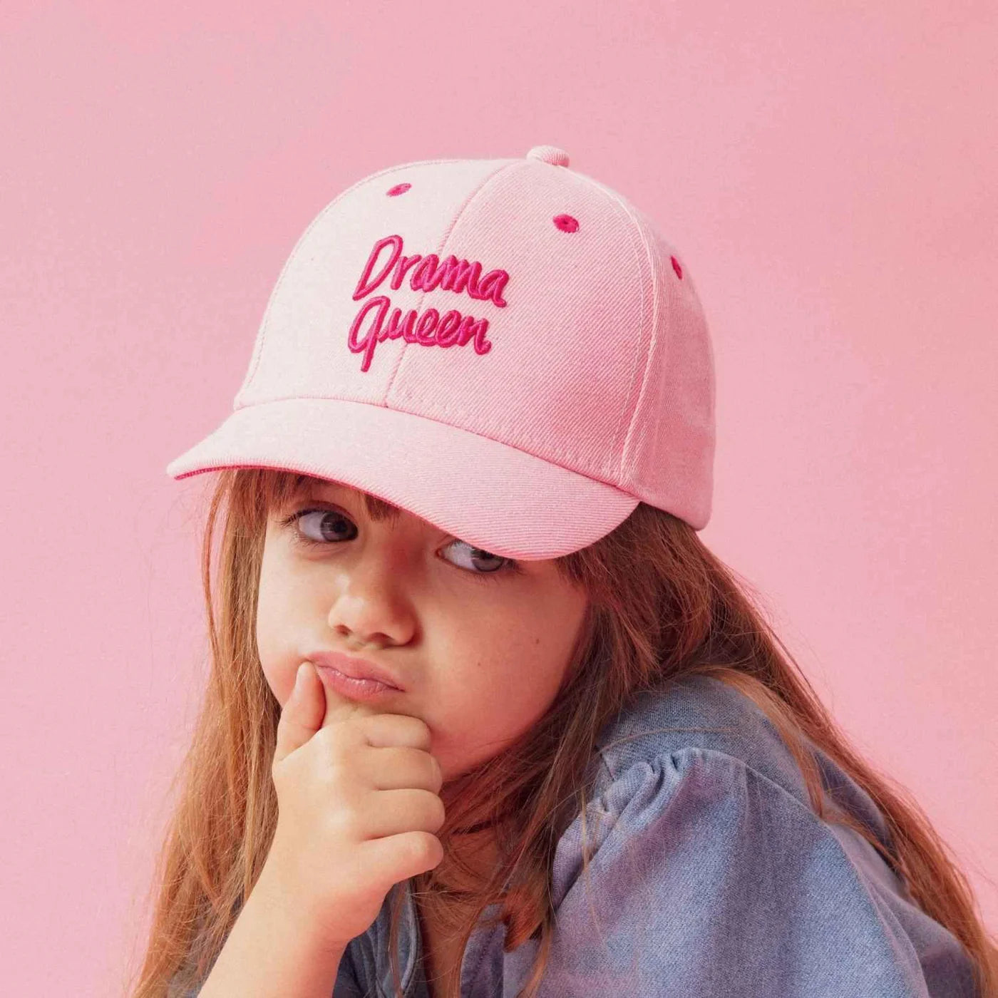 Casquette Drama Queen denim rose | Enfant