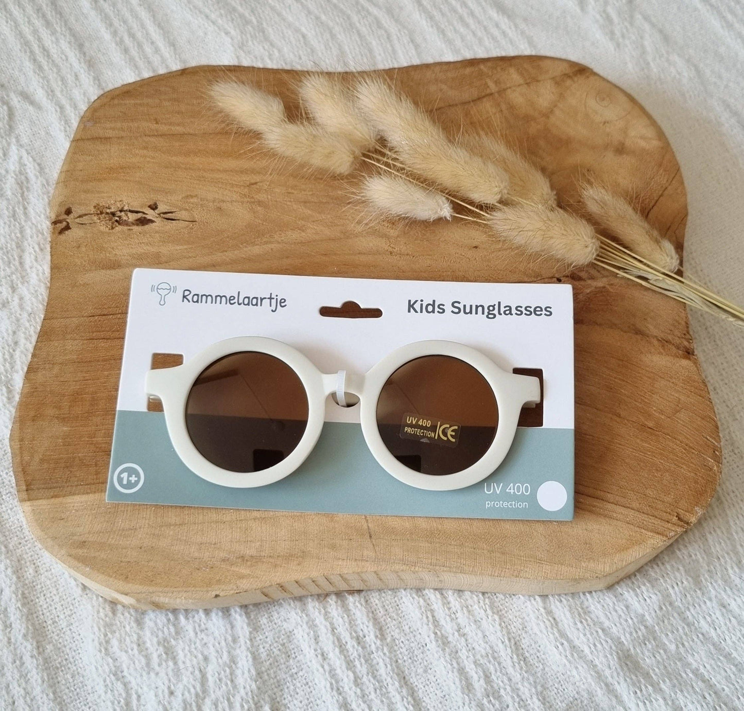 Rammelaartje - Lunettes de soleil rondes UV400 pour enfants - Beige