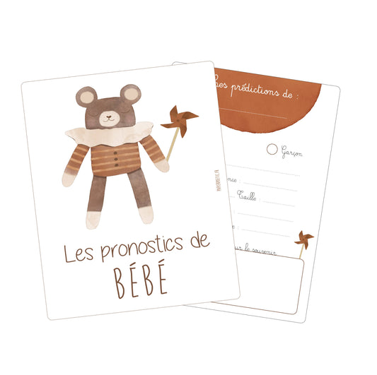 Papier Poetic - Lot 6 cartes pronostics bébé “Ourson”