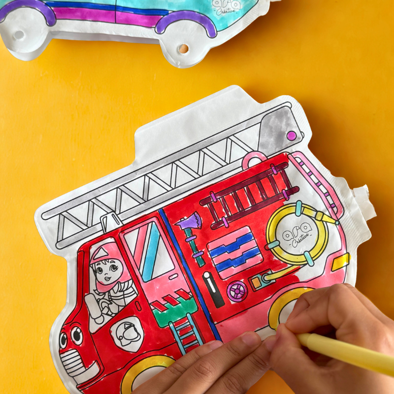 ARA-CREATIVE - 2 coloriages gonflables lumineux – Pompier & Police 
