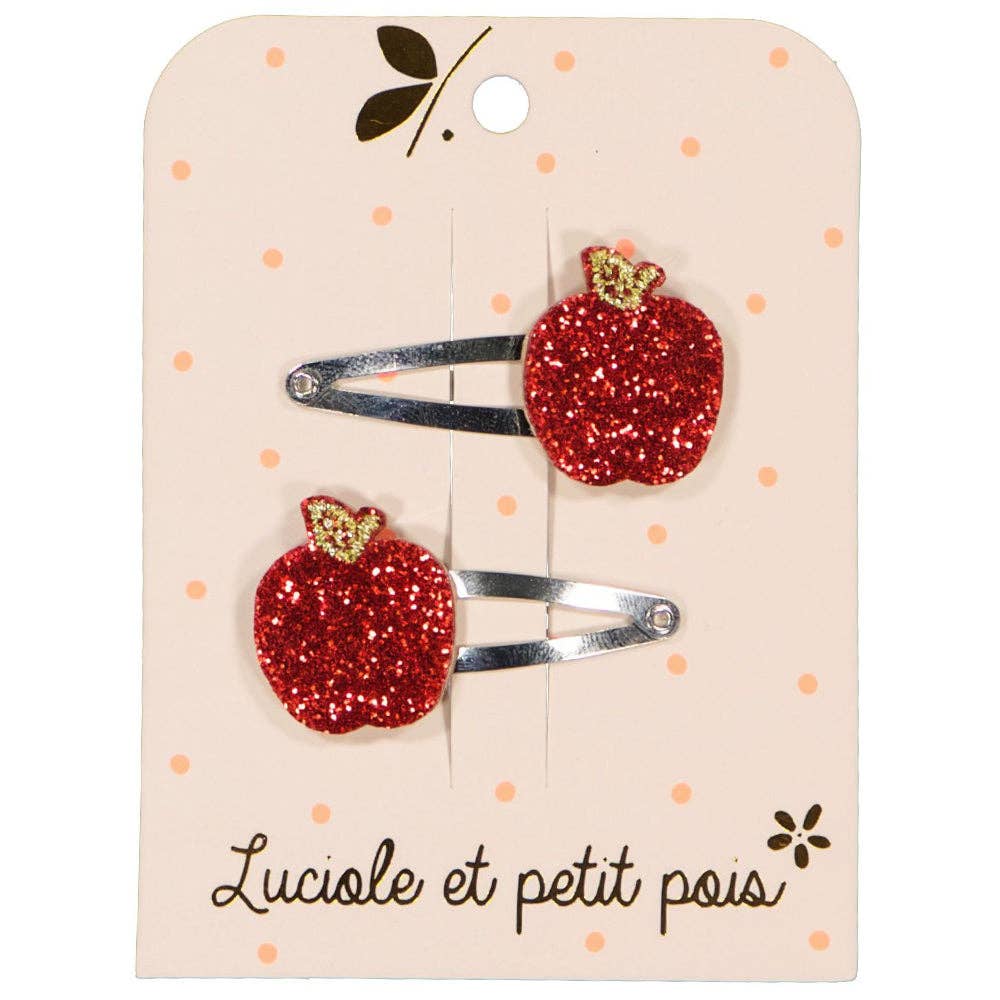 Luciole et Petit Pois - Barrettes pomme (paire)