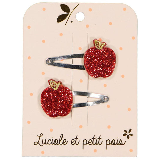 Luciole et Petit Pois - Barrettes pomme (paire)