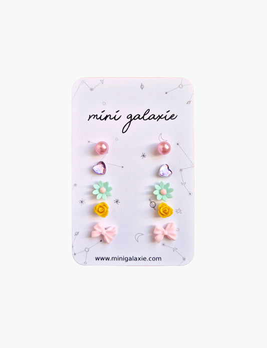 Boucles d'oreilles clous fantaisie enfant Lot 5 paires Kara