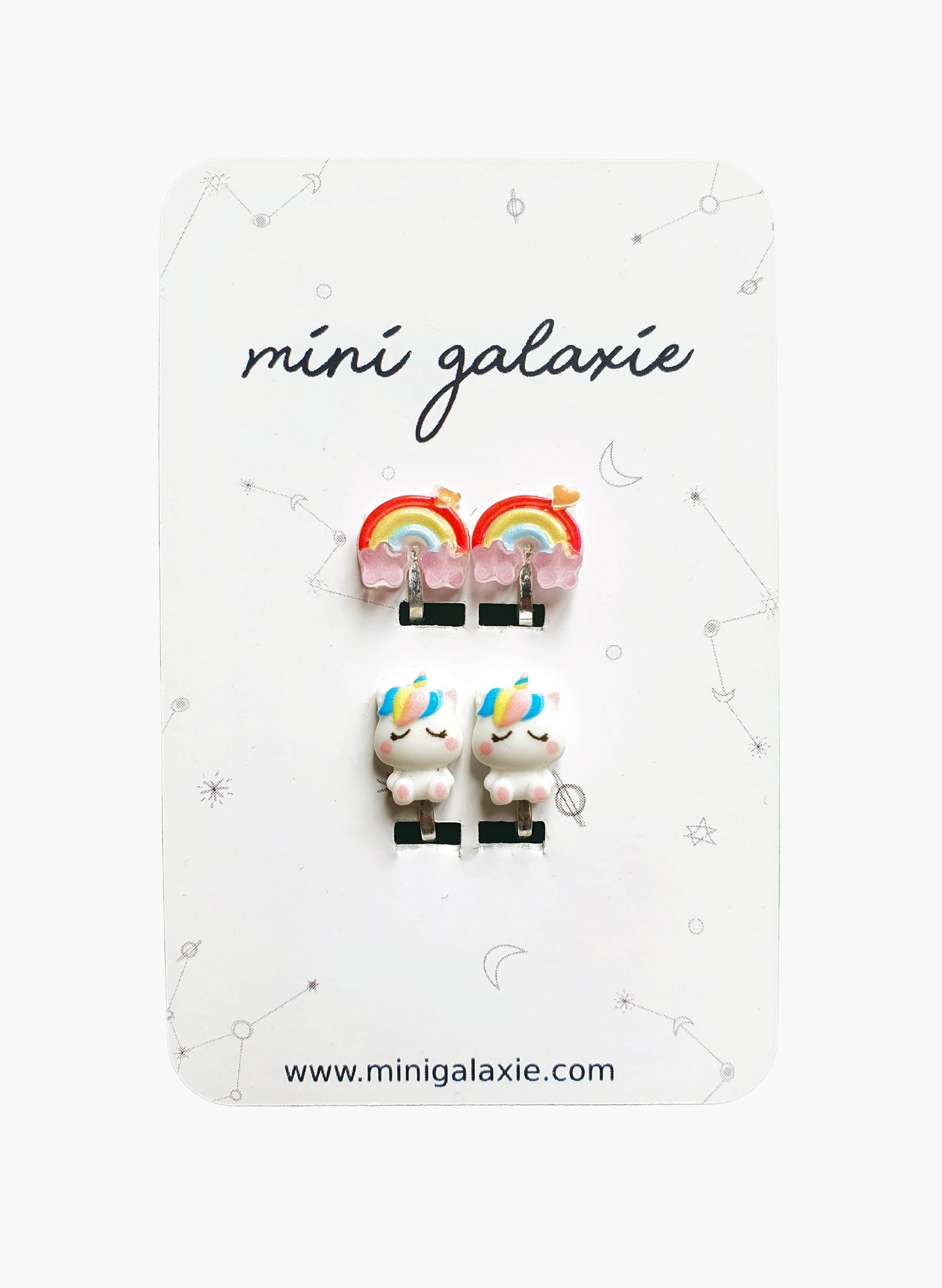 Boucles d'oreilles clips enfant - licornes et arc en ciel 🌈