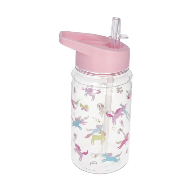 Gourde rose motif licornes Pause goûter
