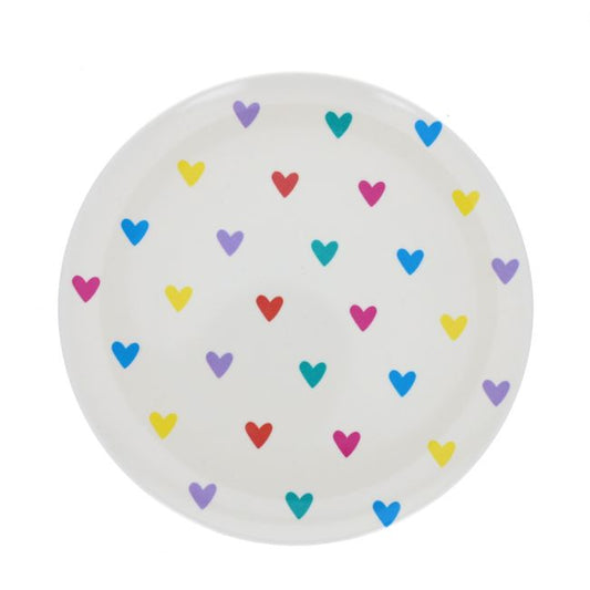 Assiette mélamine coeurs multicolores Pause goûter
