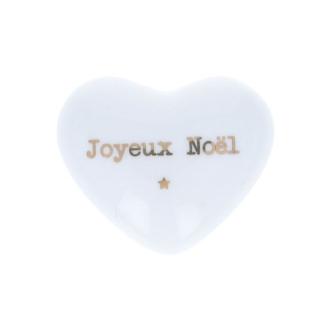 Cœur en céramique blanc et doré "Joyeux Noël" Atelier jasmin