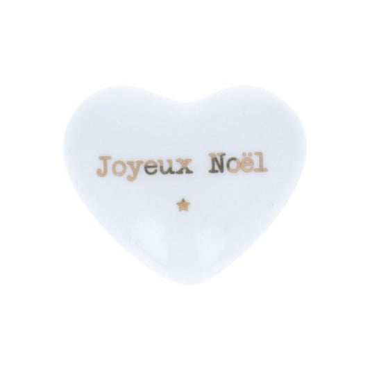 Cœur en céramique blanc et doré "Joyeux Noël" Atelier jasmin