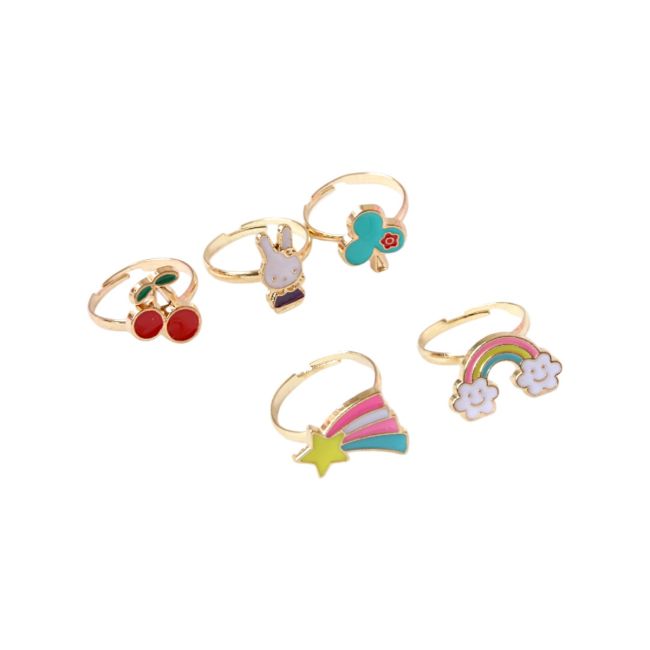 Boîte fleur 5 bagues motifs féériques Roodoudou
