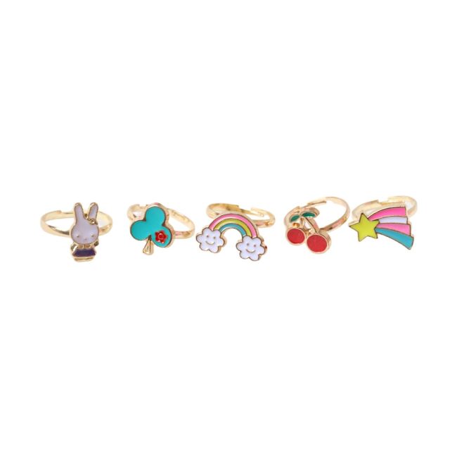Boîte fleur 5 bagues motifs féériques Roodoudou