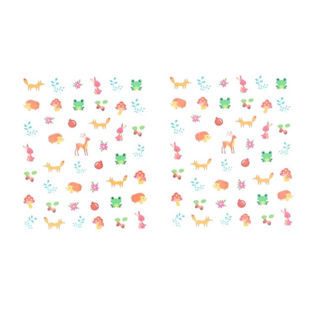 Set de 4 planches de stickers pour ongles forêt Mercredi et Patati
