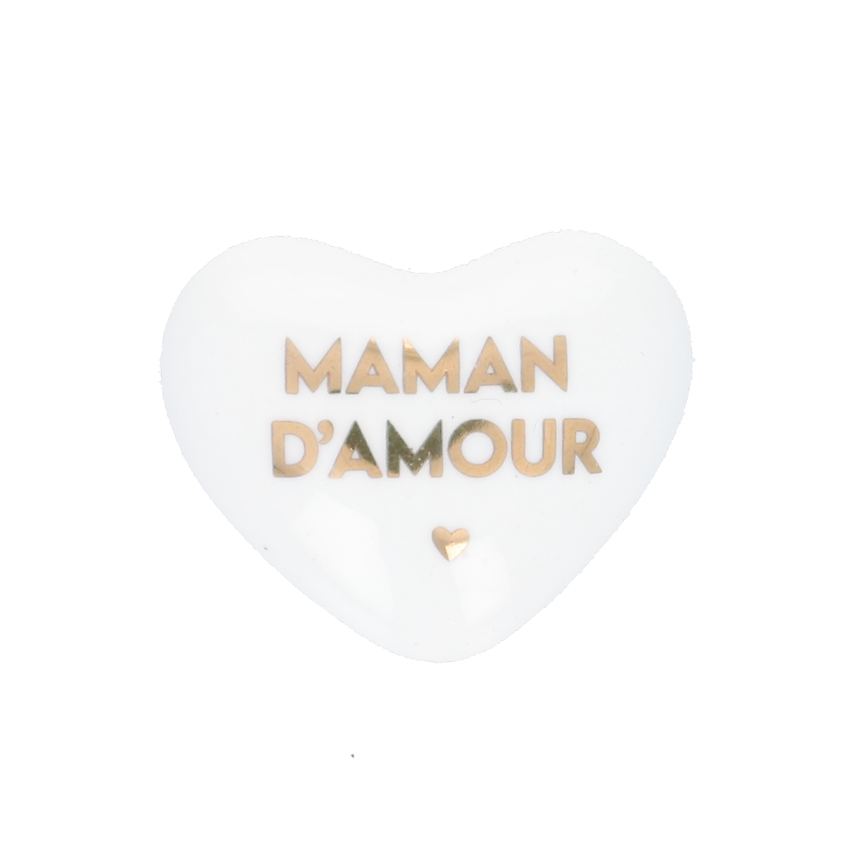 Cœur en céramique blanc et doré "maman d'amour" Atelier jasmin