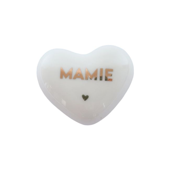 Cœur en céramique blanc et doré "Mamie" Atelier jasmin