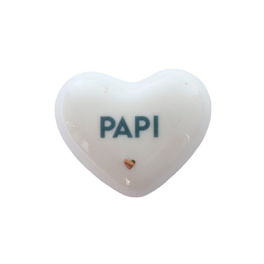 Cœur en céramique blanc et bleu "Papi" Atelier jasmin