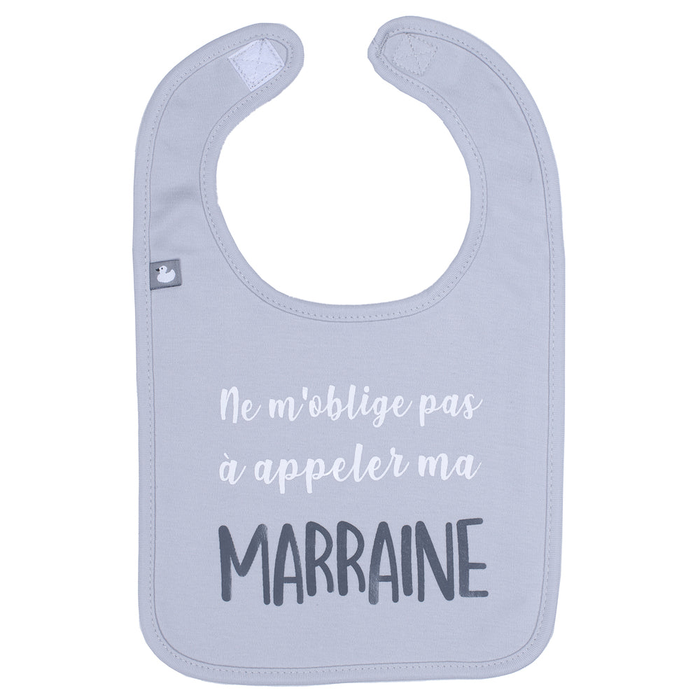 Bavoir "Ne m'oblige pas à appeler ma marraine" Gris Clair 0-18 mois