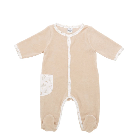 Pyjama hiver en maille bouclette biscuit / imp. feuilles – Daydream