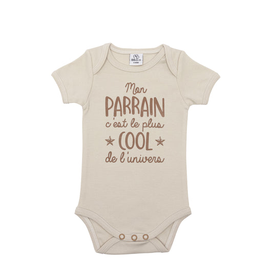 Body manches courtes “Mon parrain c’est le plus cool” sable