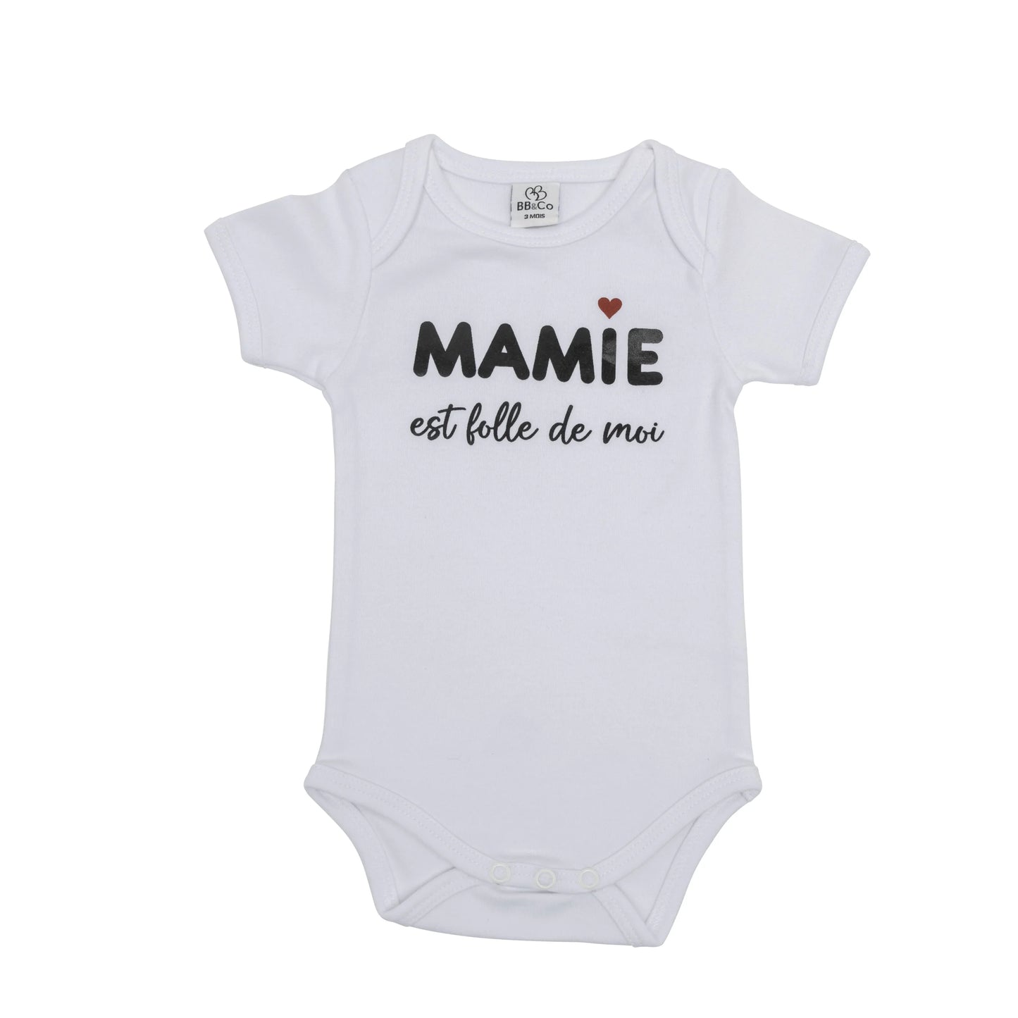 Body manches courtes ” Mamie est folle de moi” blanc