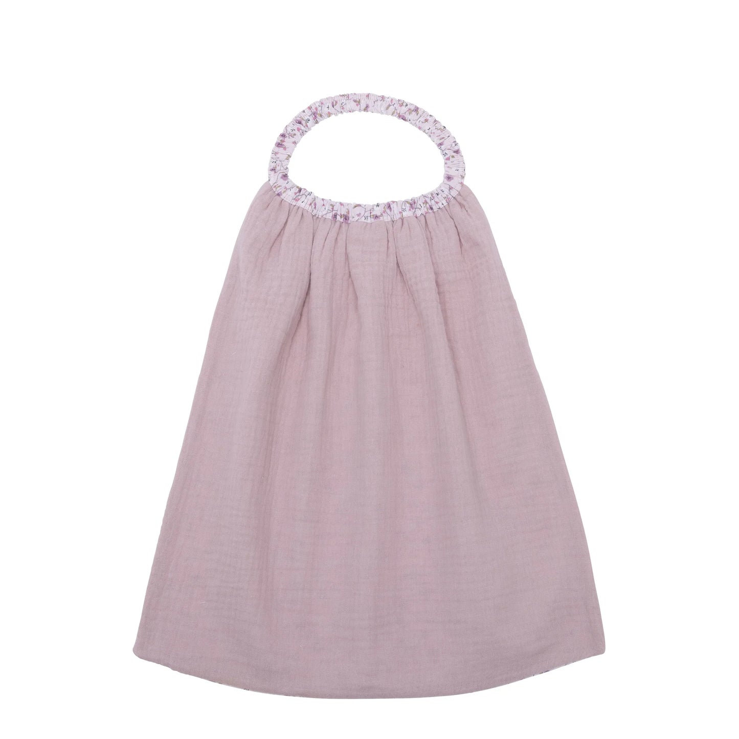 Serviette élastiquée en gaze de coton pétale / verso imp. liberty
