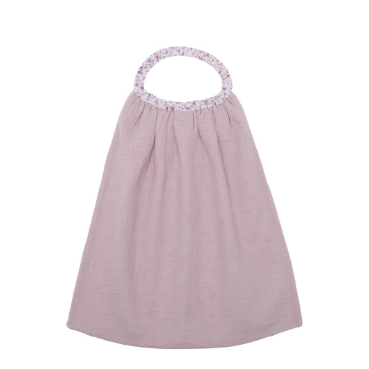 Serviette élastiquée en gaze de coton pétale / verso imp. liberty