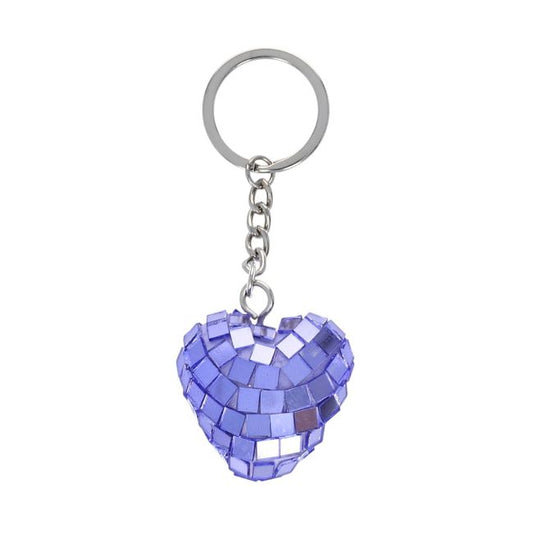 Porte-clés cœur à facettes disco violet Roodoudou