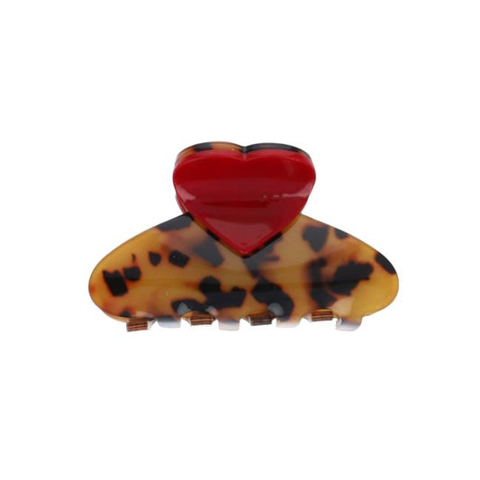 Pince à cheveux crabe léopard cœur rouge Roodoudou