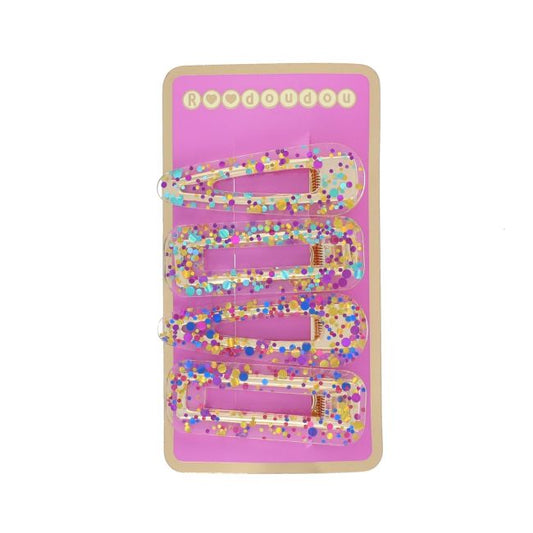 Lot de 4 barrettes à paillettes multicolores Roodoudou