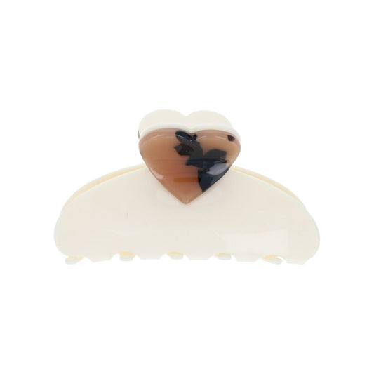 Pince à cheveux crabe crème coeur léopard Roodoudou