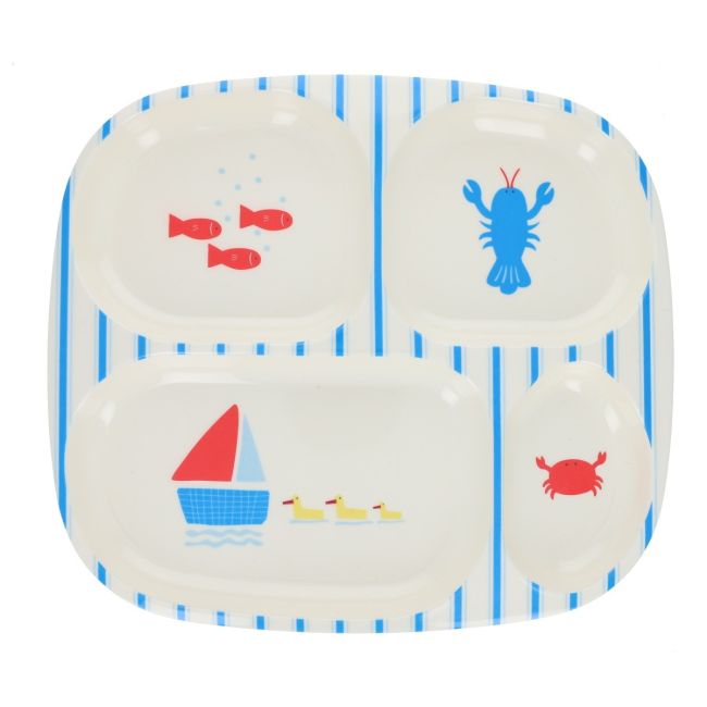 Assiette à compartiments bateaux - Petit Matelot Pause goûter