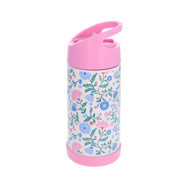 Gourde isotherme paille fleurie 300ml - Jolie Paon Pause goûter
