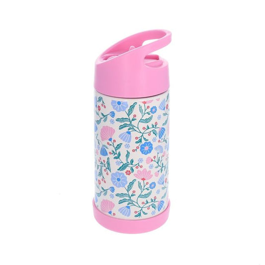 Gourde isotherme paille fleurie 300ml - Jolie Paon Pause goûter