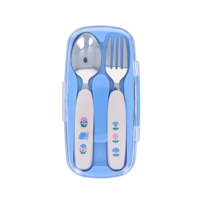 Set de couverts paon bleu et rose - Joli Paon Pause goûter