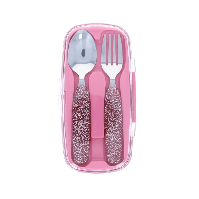 Set de couverts paillettes roses Pause goûter