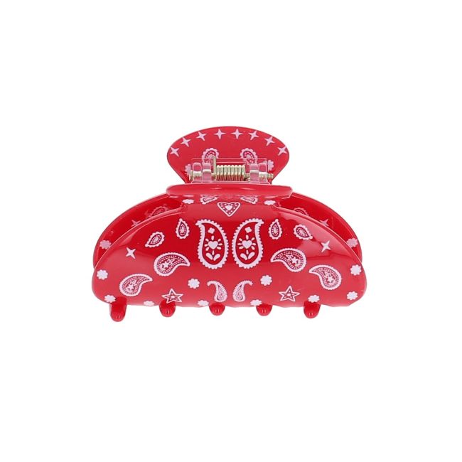 Pince à cheveux crabe motifs bandana rouge - Rodéo Disco Roodoudou