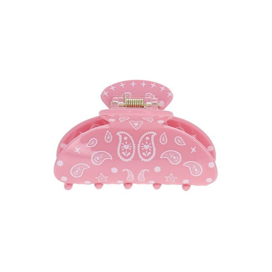 Pince à cheveux crabe motifs bandana rose - Rodéo Disco Roodoudou
