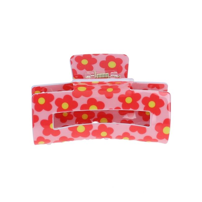 Pince à cheveux crabe fleurs roses Roodoudou