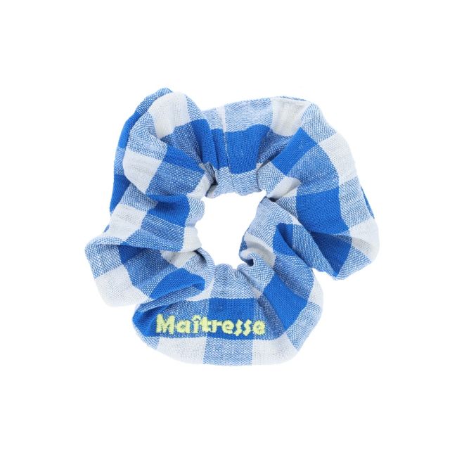 Chouchou à carreaux bleus "Maîtresse" Roodoudou