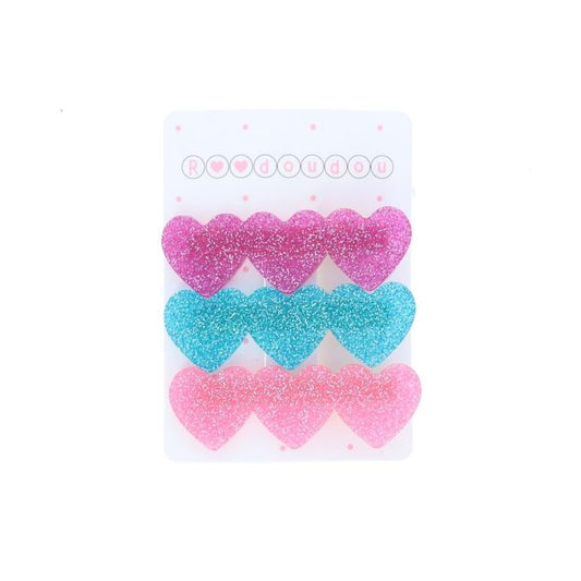 Lot de 3 barrettes cœurs à paillettes Roodoudou