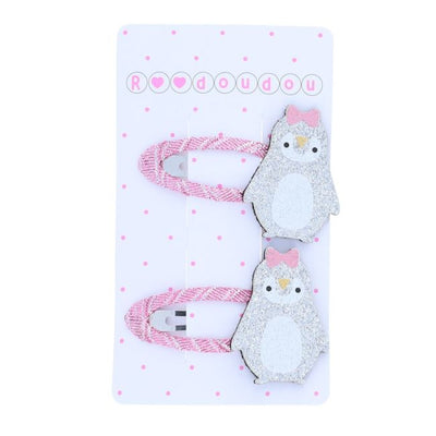 Lot de 2 barrettes pingouin à paillettes Roodoudou