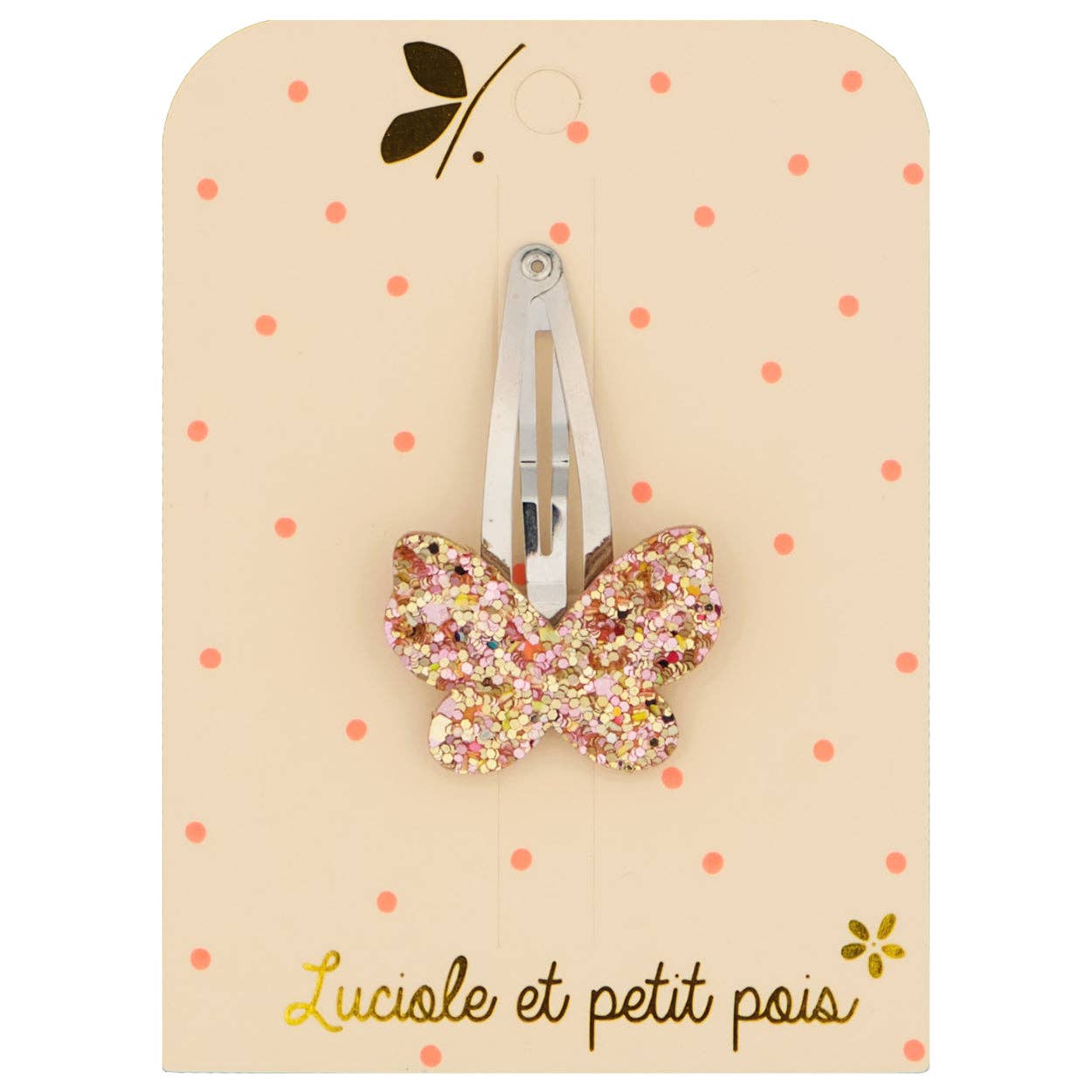 Luciole et Petit Pois - Barrette papillon rose