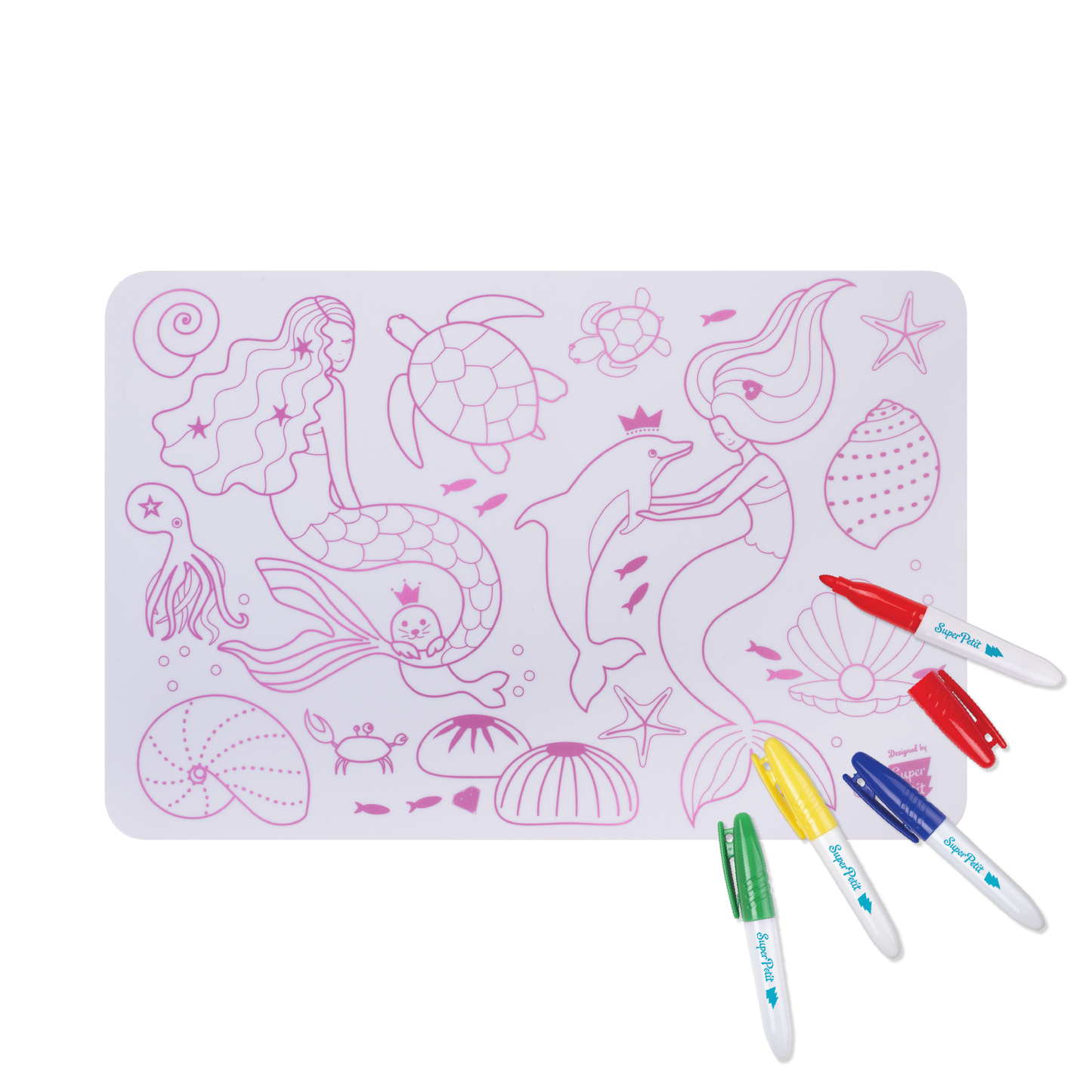 SuperPetit - Coloriage nomade : Mini Playmat SIRENE - 4 feutres inclus