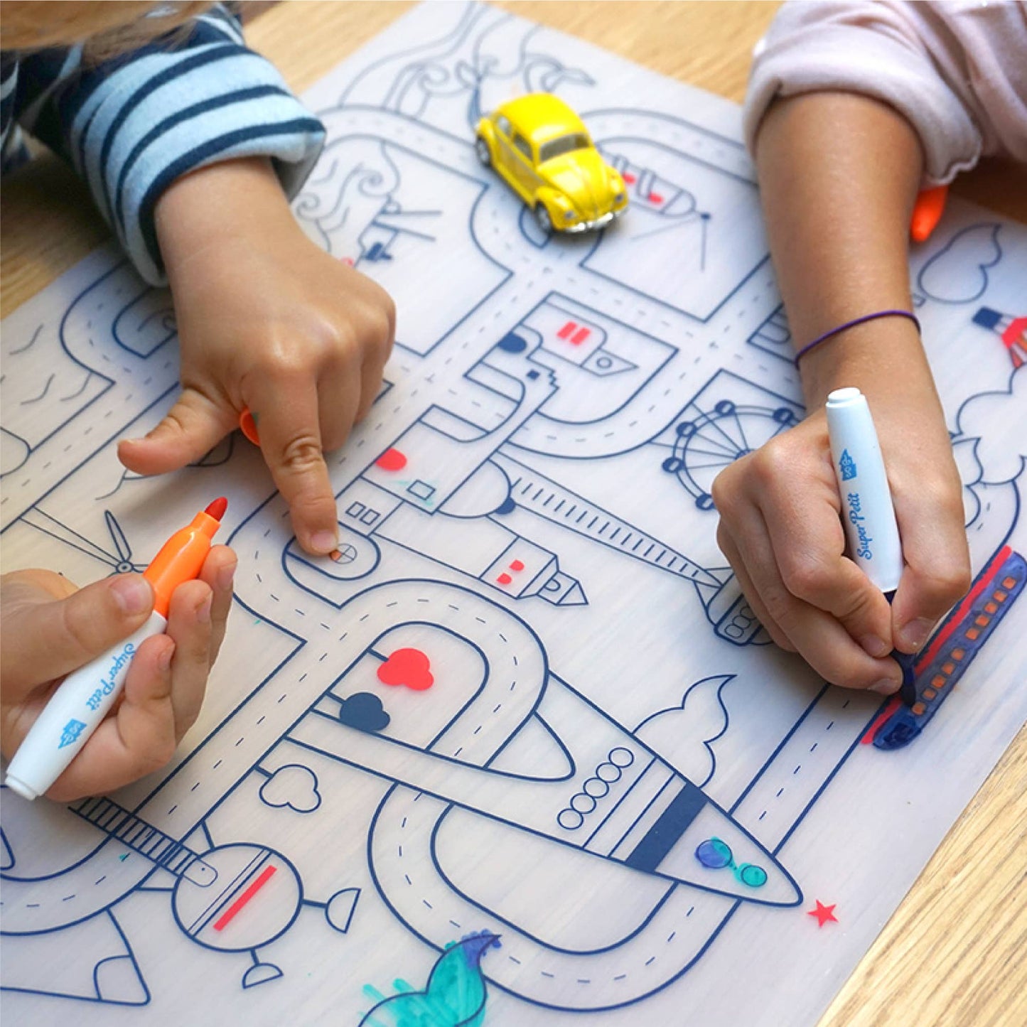 SuperPetit - Coloriage réutilisable - Set en silicone CITY CIRCUIT
