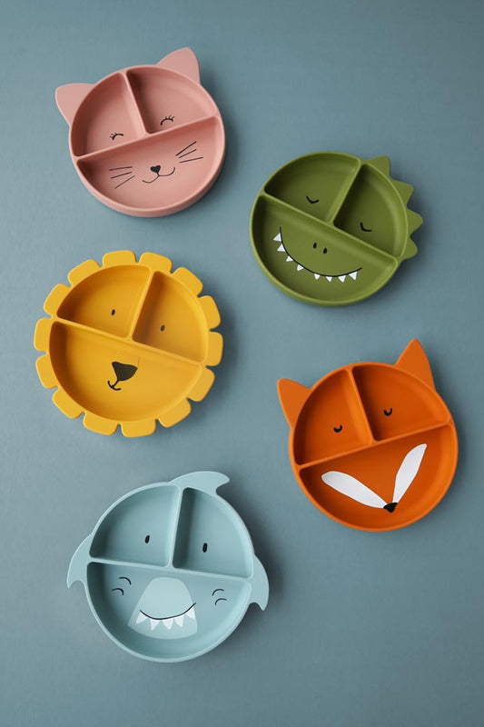 Assiette avec ventouse en silicone et compartiments