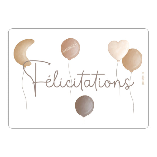 Papier Poetic - Carte/Card "Félicitations Ballon Lune"