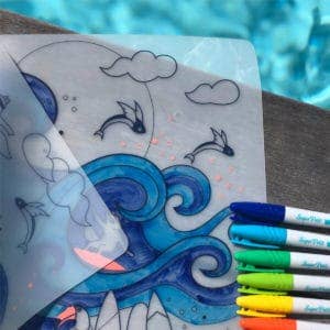 SuperPetit - Coloriage réutilisable-Set en silicone SURF 5 feutres inclus