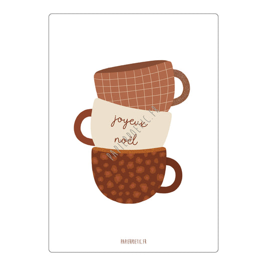 Papier Poetic - Carte/Card "Tasses Joyeux Noël"