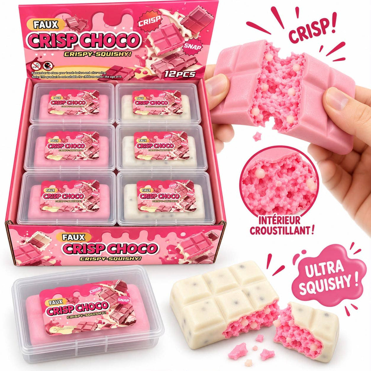 WOOM - Squishy Crispy Chocolat Blanc et Rose
