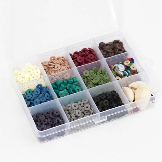 La Petite Épicerie - Box of 11 NATURAL colors of 6 mm Heishi pearls + accessories