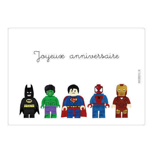 Papier Poetic - Carte Postale / Card "Anniversaire Super-Héros"